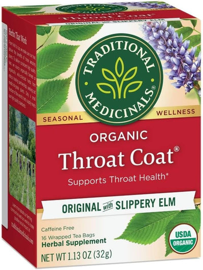 شاي الحلق العضوي من شركة Traditional Medicinals، 16 قرصًا (عبوة من قطعة واحدة)