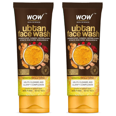 غسول الوجه Ubtan من Wow Skin Science، عبوة من قطعتين - الحجم الصافي 200 مل