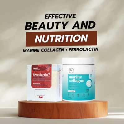 مزيج الكولاجين البحري من Wellbeing Nutrition وValeo Ferrolactin+