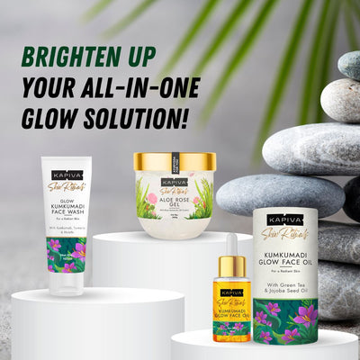 غسول الوجه KAPIVA Glow Kumkumadi + جل الصبار والورد + زيت الوجه Kumkumadi