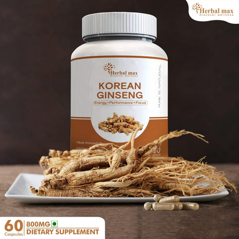 Herbal max Korean Ginseng 800 MG Capsule with Strong Max Maca Root 800 MG, 90 Capsule Combo