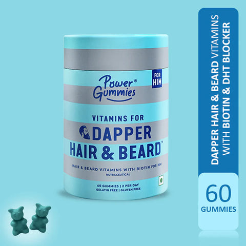 Power Gummies Dapper Hair & Beard Gummies, 60