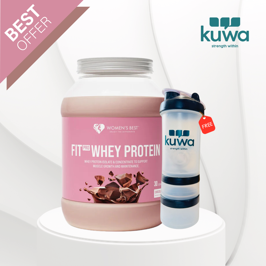 WOMEN'S BEST FIT WHEY PROTEIN CHOCOLATE 908G with KUWA Bottle 