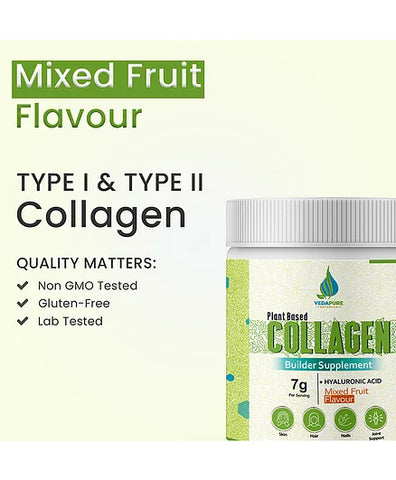 Vedapure Plant Based Skin Collagen Builder Supplement, Mixed Fruit 210g