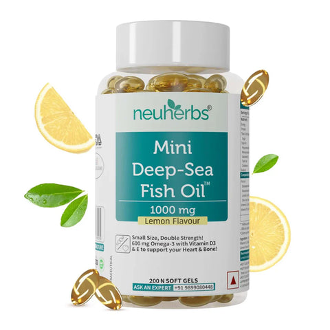 Neuherbs Mini Deep Sea Fish Oil Omega 3 Capsule 1000Mg- 120 Softgels