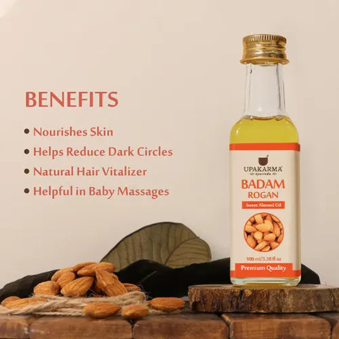 UPAKARMA Ayurveda BADAM ROGAN Sweet Almond Oil 100 ml - Image 3