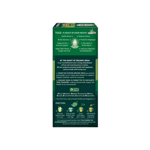 ORGANIC INDIA Tulsi Green Tea Ashwagandha 25 Tea Bags