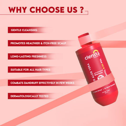 Complete Dandruff Care :  Clensta Red Aloe Vera Anti-Dandruff Shampoo (250ml) and Clensta Red Aloe Vera Anti-Dandruff Conditioner (250ml) (CLPO86)