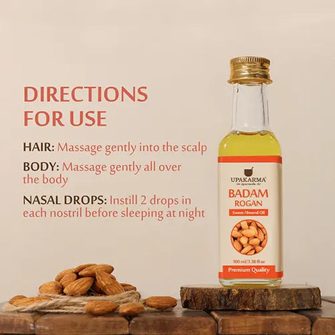 UPAKARMA Ayurveda BADAM ROGAN Sweet Almond Oil 100 ml - Image 4