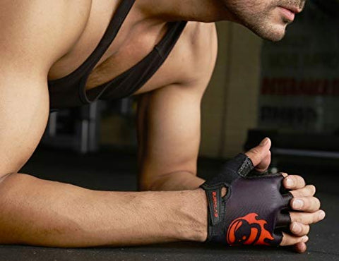 Burnlab Flex Gym Gloves for Men and Women (Black & Red Small)