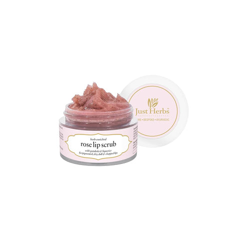 Just Herbs Ayurvedic & Vegan Rose Lip Scrub & Lip Mask Duo Pack For Chapped, Pigmented & Dark Lips, 30Gm