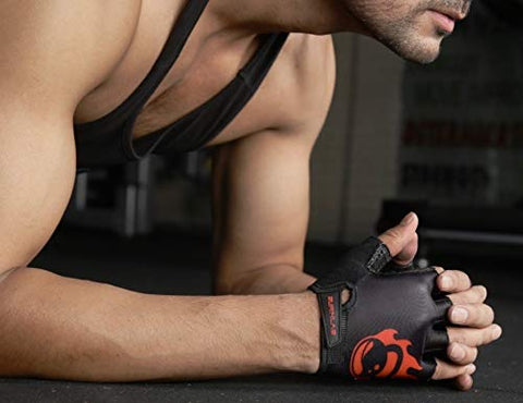 Burnlab Flex Gym Gloves for Men and Women (Black & Red XL)