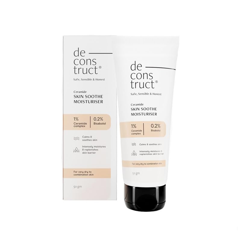 Deconstruct Skin Soothe Moisturizer | 1% Ceramides + 0.2% Bisabolol Lightweight Cream Moisturiser | For Dry to Combination Skin | 50 gm