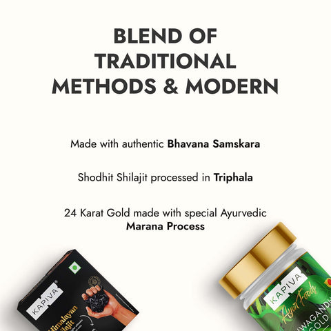 KAPIVA Himalayan Shilajit + Ashwagandha Gold Capsules Combo