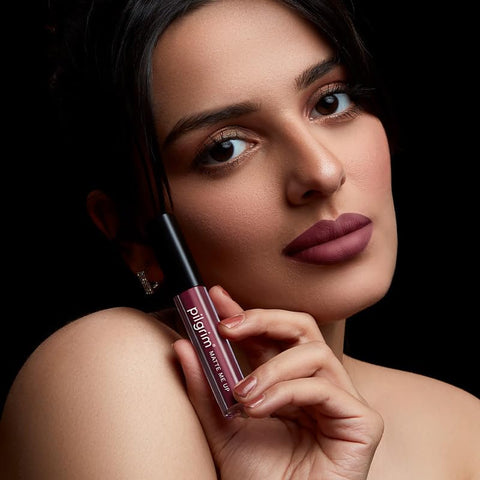 Pilgrim Liquid Matte Lipstick - Berry Tease | Lipstick for Women with Hyaluronic Acid & Spanish Squalane | Transferproof, Long Lasting & Non Drying with Hydrating Ingredients 3gms