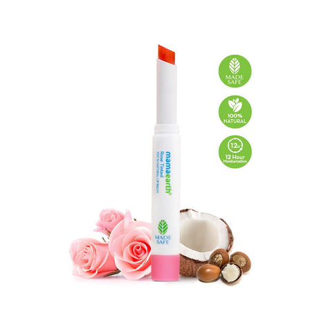 Mamaearth Rose Tinted 100% Natural Lip Balm For Bright Lips, With Rose & Castor Oil For 12 Hour Moisturization - 2 G