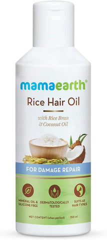 Mamaearth Rice Hair Oil with Rice Bran & Coconut Oil For Damaged, Dry and Frizzy Hair – 150ml