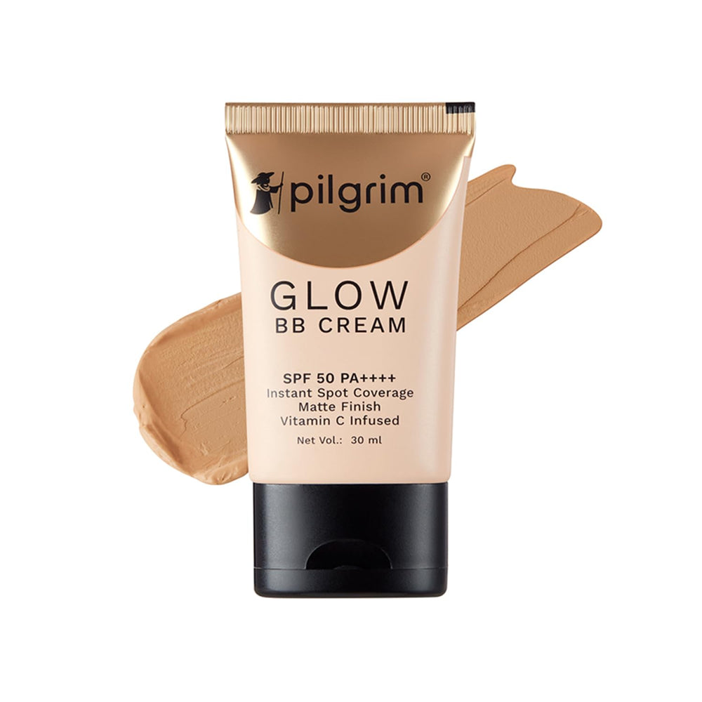 Pilgrim Beige Glow 3-In-1 Natural Bb Cream Medium Coverage For All Skin Types Spf 50 Pa++++ With Niacinamide, Hyaluronic Acid & Vit C - 30G, Pack Of 1