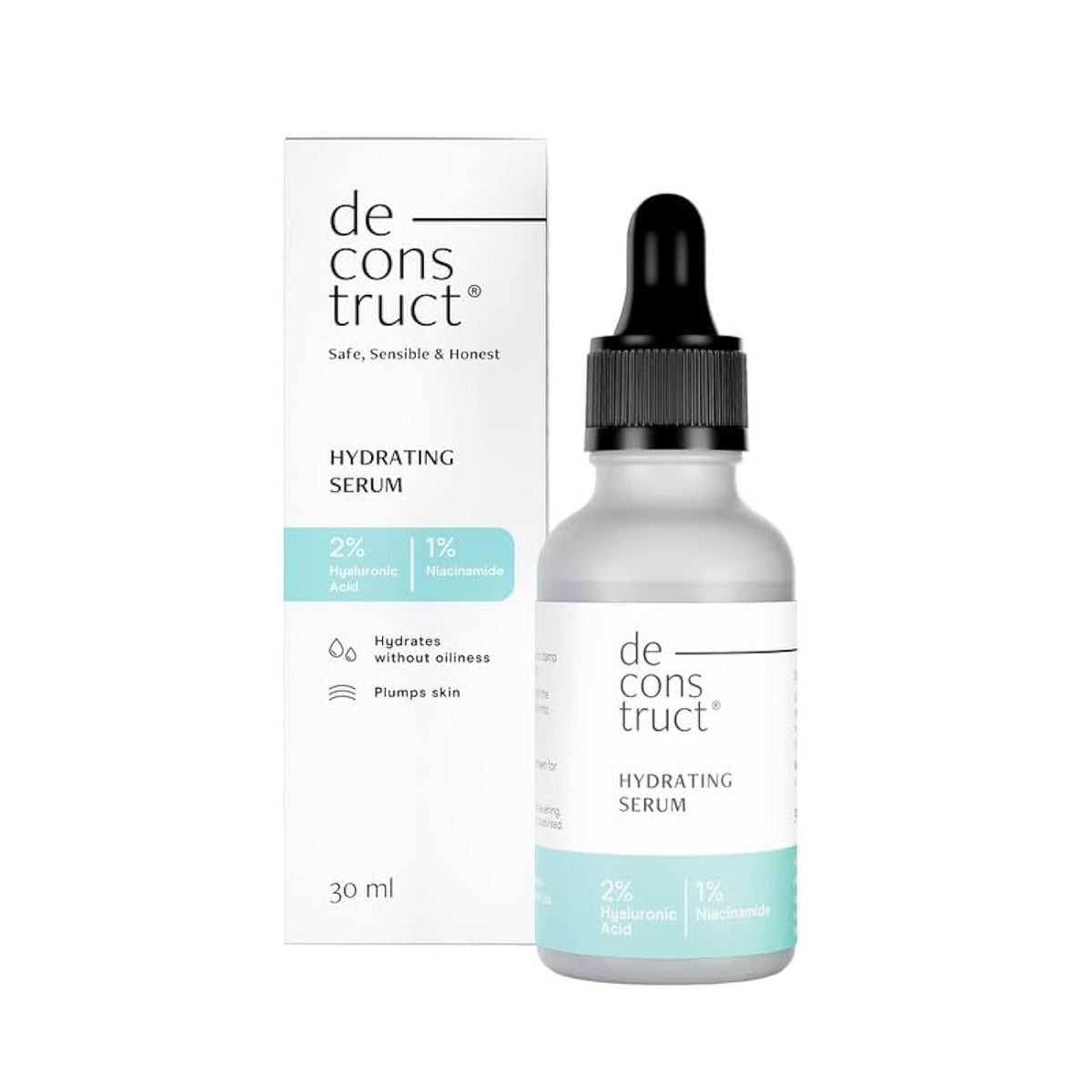 Deconstruct Hydrating Serum 2% Hyaluronic Acid + 1% Niacinamide | Face Serum - For Oil-Free Moisturisation & Deep Skin Plumpness | 30 ML