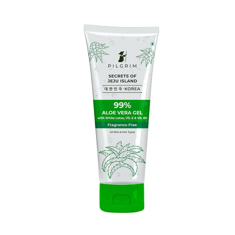 PILGRIM Korean 99% Pure Aloe Vera Gel 200ml with Vitamin E & Vitamin B5 for Face & Hair-Hydrates & Soothes Skin-Conditions & Softens Hair-Free from Parabens-Sulphates-Mineral Oils- Fragrance