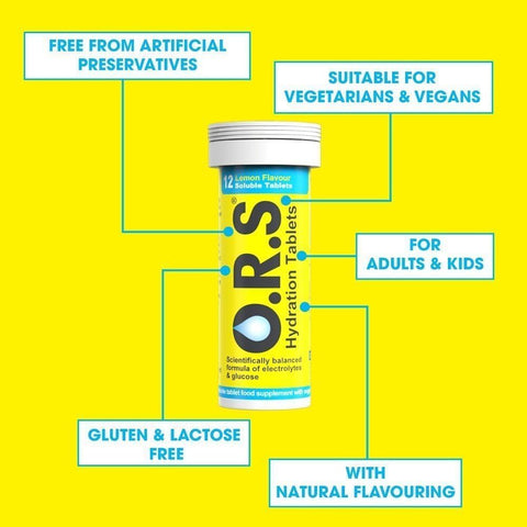 O.R.S. Hydration Tablets - 2 x 24 Tablet Tubes of Lemon, 2 x 24 Tablet Tubes of Blackcurrant - 96 Total Tablets