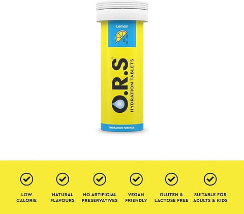 O.R.S Hydration Tablets with Electrolytes Natural Lemon Flavour, 72 Tablets