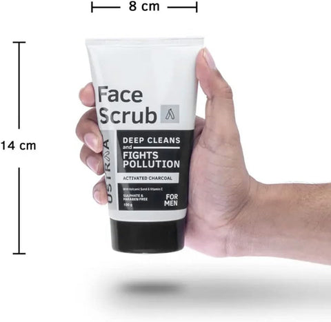 USTRAA Face Scrub Deep Cleans and Fights Pollution ACTIVATED CHARCOAL for Men 100g