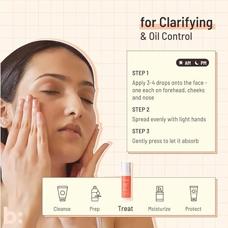 biocule Oil Clear Clarifying Serum, AHA BHA Serum from Willow Bark & Fruit Mix with Subligana from Harungana, for Oil Control, Pore Tightening & Even Skin, Face Serum for Oily Skin