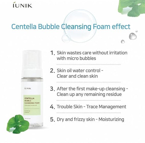 IUNIK Centella Bubble Foaming Vegan Facial Cleanser