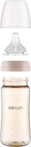 Moyuum PPSU All-in-One Feeding Baby Bottle with Nipple 270ml (+3 months) - Anti Colic, BPA Free & Easy Clean Wide-Neck Non-Tip Stable Base - Dear Dear Edition - Mint
