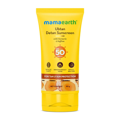 Mamaearth Ubtan Detan Sunscreen With Turmeric & Saffron 50 g