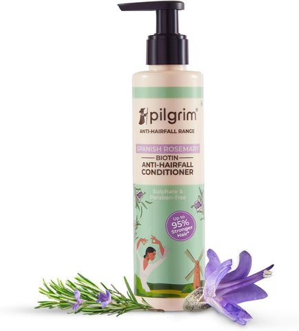 Pilgrim Spanish Rosemary & Biotin Anti Hairfall Shampoo Conditioner Hair Growth Oil + FREE Pilgrim Vitamin C Brightening Face Serum 5Ml