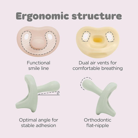 Moyuum All-Silicone Macaron Pacifier with Protective Stage 2 (3 to 6 months) Case Yellow