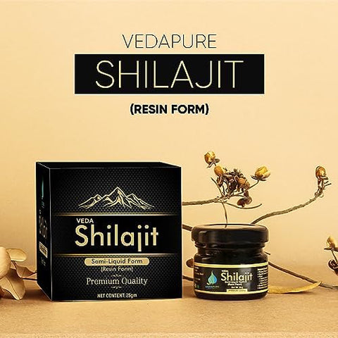 Vedapure Original Shilajit/Shilajeet Resin For Endurance Bodybuilding -25 Gram (Pack of 2)