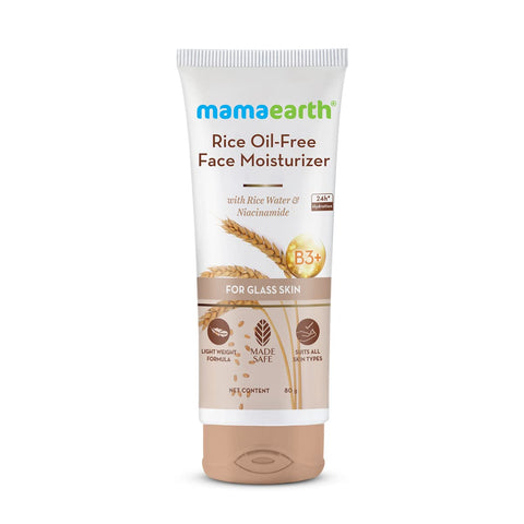 Mamaearth Rice Oil-Free Face Moisturizer For Oily Skin, With Rice Water & Niacinamide For Glass Skin - 80 G