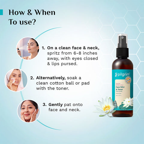 Pilgrim White Lotus Natural Face Mist & Toner with Camellia & Witch Hazel- 100 ml