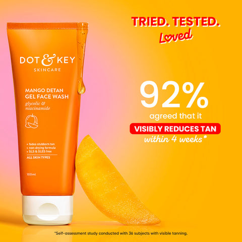 Dot & Key Mango Detan Gel Face Wash Glycolic & Niacinamide 100Ml