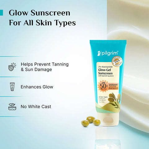 Pilgrim 2% Niacinamide Glow Gel Sunscreen SPF 50+ PA+++ - 50g