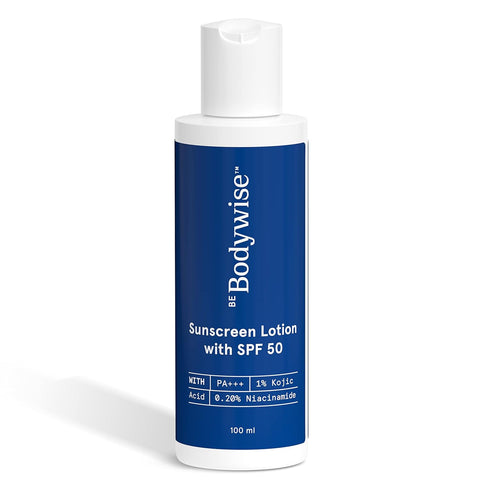 Be Bodywise Sunscreen Lotion with SPF 50 PA+++ | With 1% Kojic Acid & 0.20% Niacinamide 100ml