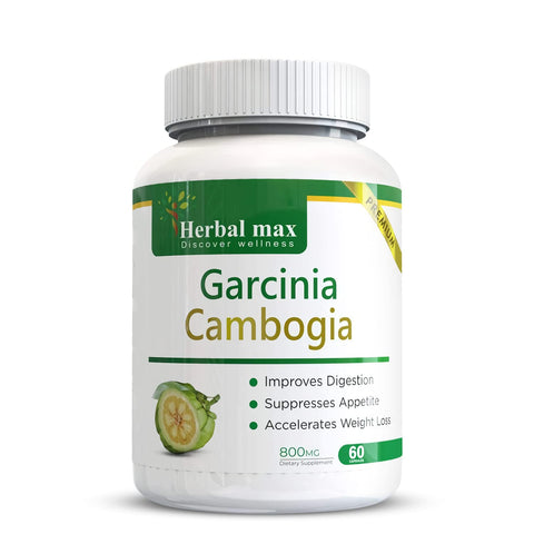 Herbal max Garcinia Cambogia Capsule with 70% HCA, Green Tea Extract, and Gugull Extract for Weight Management - 60 Capsule (Pack of 1)