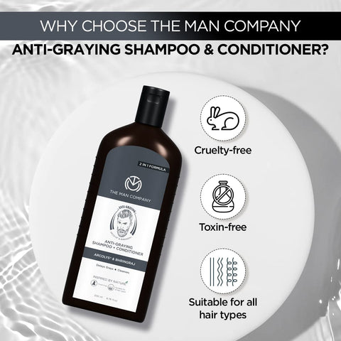 The Man Company Anti Grey 2-in-1 Shampoo & Conditioner for Men All Hair Types - 200ml