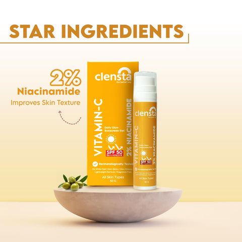 Clensta Vitamin C Daily Glow Sunscreen Gel Spf 50+++