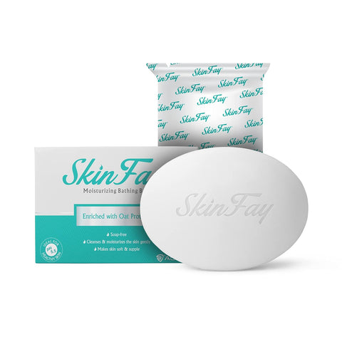 SKINFAY | Enriched with Oat Proteins & Aloe vera extract | Lipid Layer Enhancing Technology | Supple Skin | Mild & Gentle Soap | Soap-free | Skin-friendly | Vegetarian | 75gm