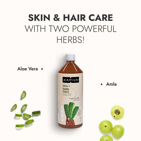 Kapiva Aloe Vera plus Amla Juice Cold-pressed Juice for Glowing Skin 500mg