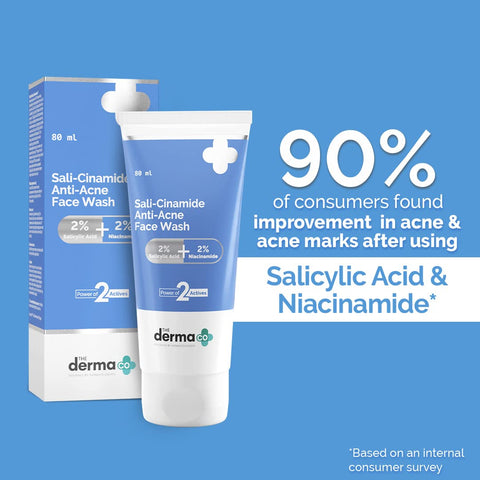 The Derma Co Sali-Cinamide Anti-Acne Face Wash with 2% Salicylic Acid & 2% Niacinamide - 80ml