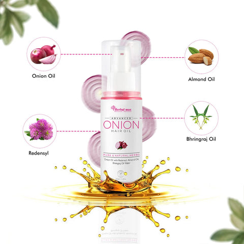 Herbal max Advance Onion Seed Hair Oil for Silky and Strong Hair, Controls Hair Fall, Promotes Growth (100ML)