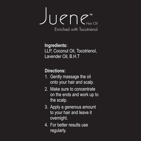 Juene Hair Oil | Enriched with Tocotrienol | Coconut Oil | Antioxidant Support | Hair Protection | Hair Protein | For Damaged Hair | Vegetarian | 100ml