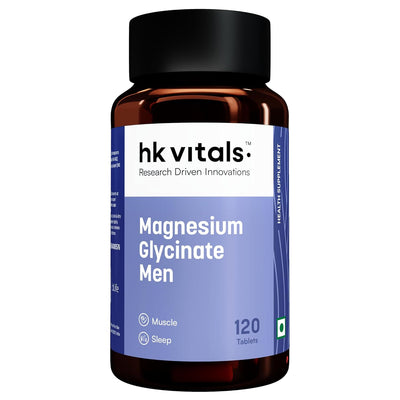 HK Vitals Magnesium Glycinate Men (2000Mg) 120 Tablets | For Better Sleep Quality & Muscle Recovery