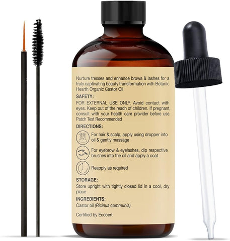 Botanic Hearth Castor Oil | Usda |100% Pure & Hexane Free | Cold Pressed | Growth For Eyelashes, Eyebrows, Hair | With Eyebrow & Eyelash Brush | 60 Ml | Visit The Botanic Hearth Store