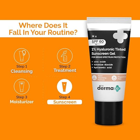 Derma Co 1% Hyaluronic Tinted Sunscreen Gel Spf60 30G